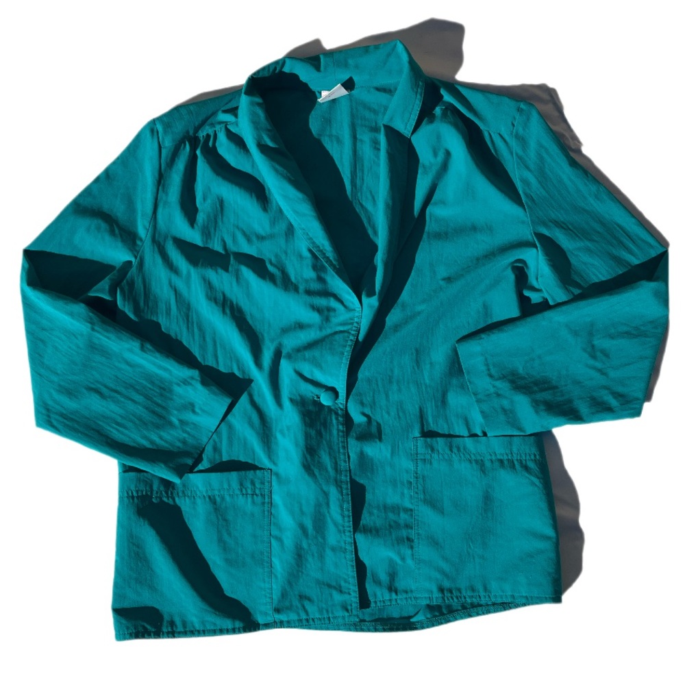 Division of Graff vintage size large all teal blue thin one button blazer